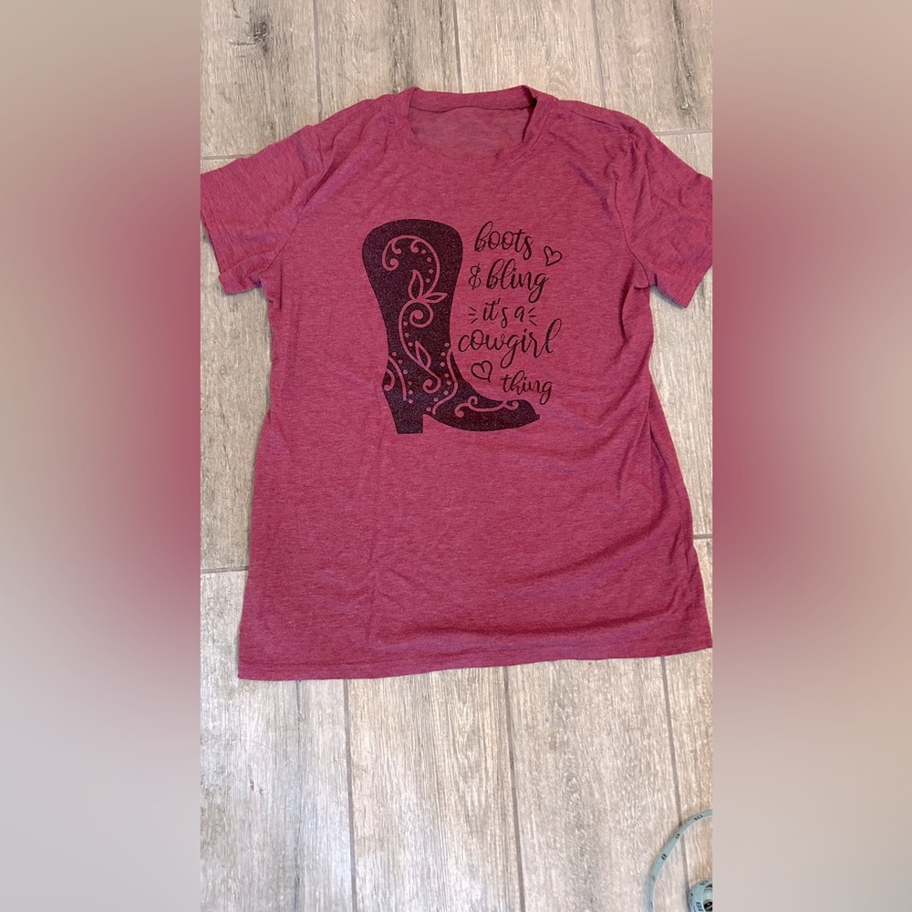 Adorable burgundy pink knit top with cute saying.
